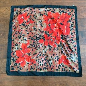 Italian Red Floral Square Scarf